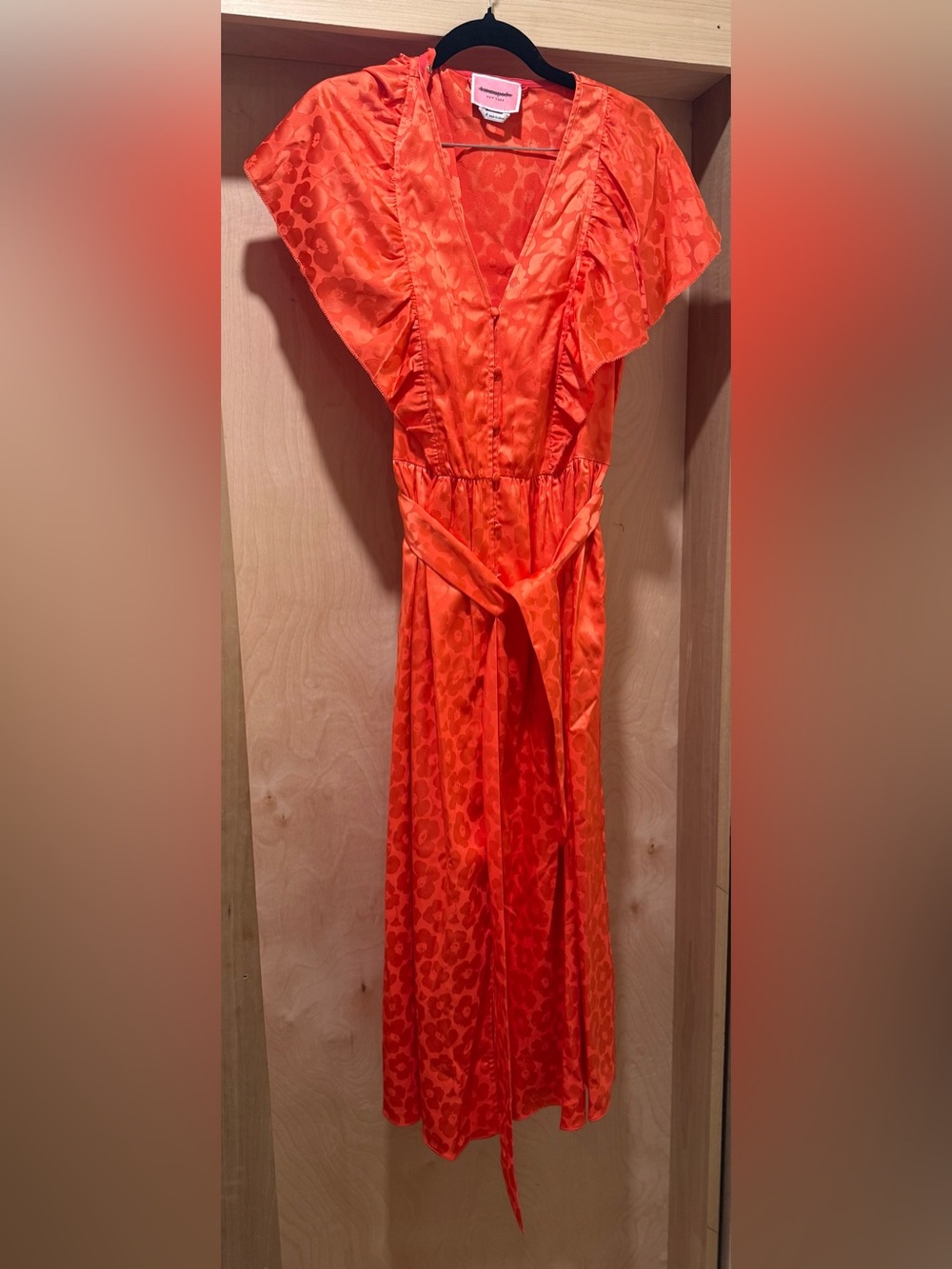 kate spade Women’s Size 6 Orange Floral Jacquard Ruffle Dress